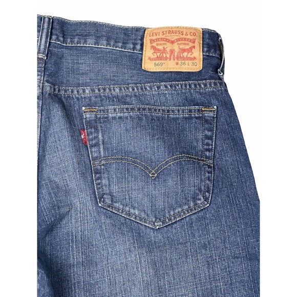 Levis 569 Jeans Mens 36x30 Dark Wash Loose Fit Straight Leg Denim - Picture 4 of 8